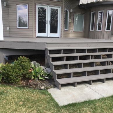 Gray color house and stairs view on the display