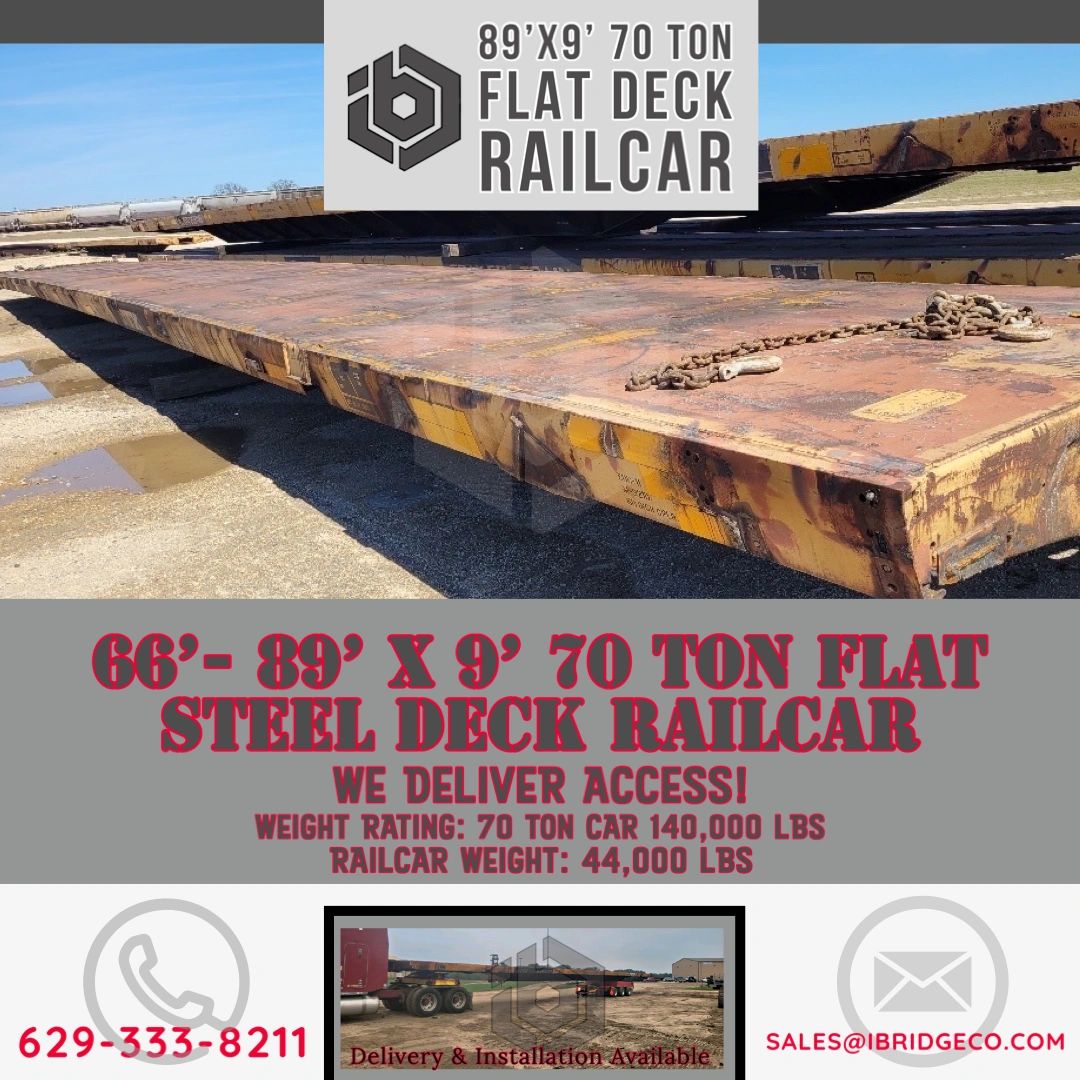 Railcar Flat Car Bridge Decks 70 Ton 9' Wide