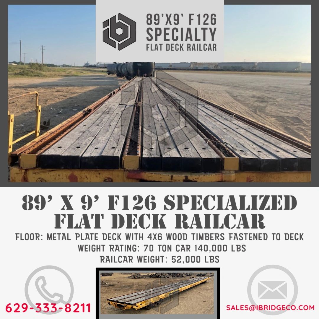 89' X 9' Flat Deck Rail Car F126 Specialized Deck