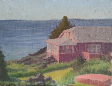 Plein air painting.  Monhegan Island Maine