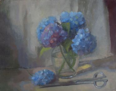 Hydrangea Oil paintings, still life paintings, still life art, Garden Hydrangeas, Mophead hydrangeas