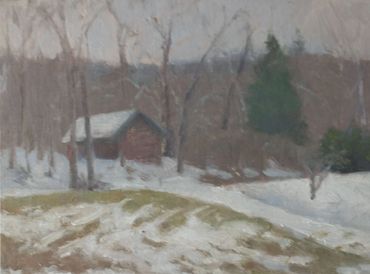 Ski Tracks in Thawed Snow, 11 x 14_pleinair painting, Ringwood Manor