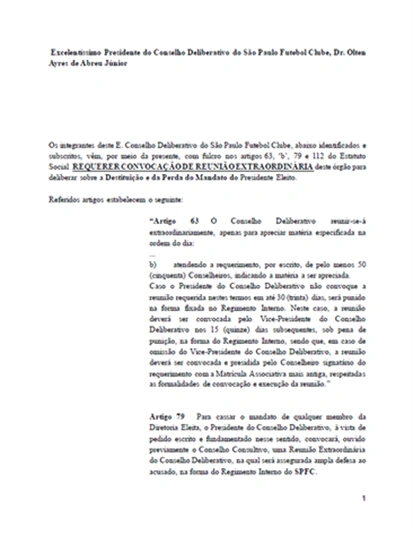Capa do Requerimento para Destituição e Perda de Mandato do presidente Julio Casares, protocolado em 23/12/2025