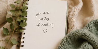 Notebook with an inspiring handwritten message.
