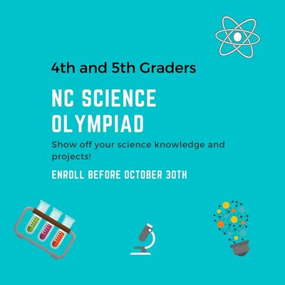 NC Science Olympiad enrollment for 4th and 5th graders.