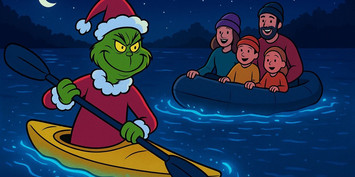 Grinch with Family in Raft