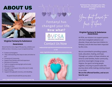 Informational brochure for Virginia Fentanyl &amp; Substance Awareness support services.