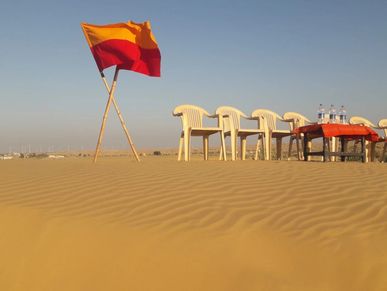 Exclusive Setup for sunset tea coffee in Thar Desert.