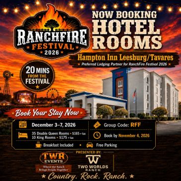 RanchFire Festival 2026 hotel booking at Hampton Inn Leesburg/Tavares.