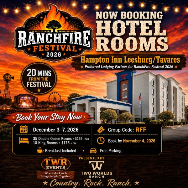 RanchFire Festival 2026 hotel booking at Hampton Inn Leesburg/Tavares.