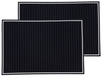 Black Rubber Coffee Bar Mats for Countertop Spills (18 x 12 In, 2 Pack)