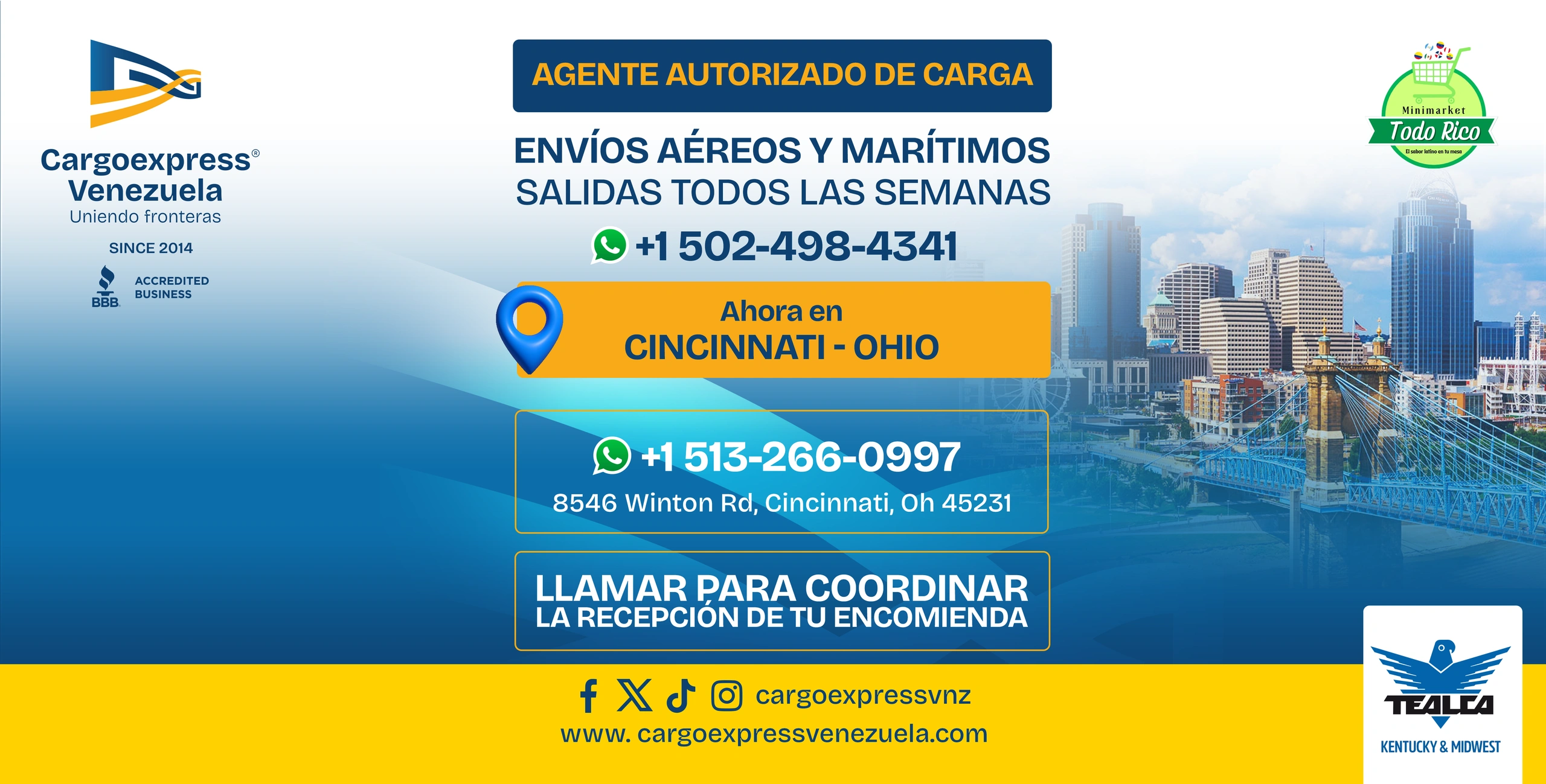 Servicio de envíos aéreos y marítimos en Cincinnati, Ohio.