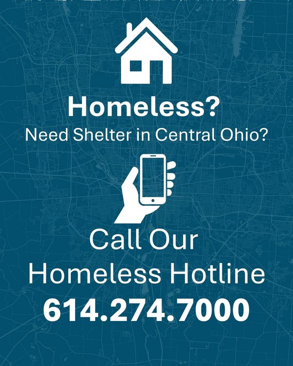 Community Shelter Board Hotline flyer. Call 614-274-7000