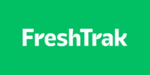 Green Rectangle with white text that says FreshTrak.