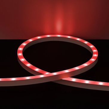 Red LED strip lights forming a glowing loop.