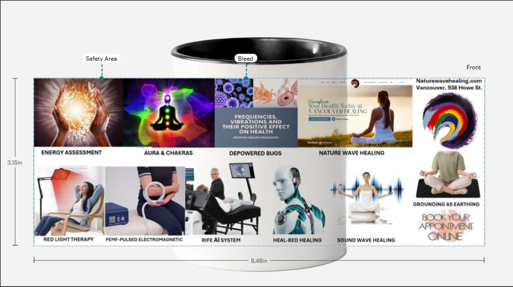 Mug design showcasing holistic healing methods and therapies.