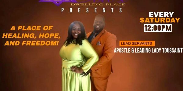 Church event every Saturday at 12 PM with Apostle &amp; Leading Lady Toussaint.