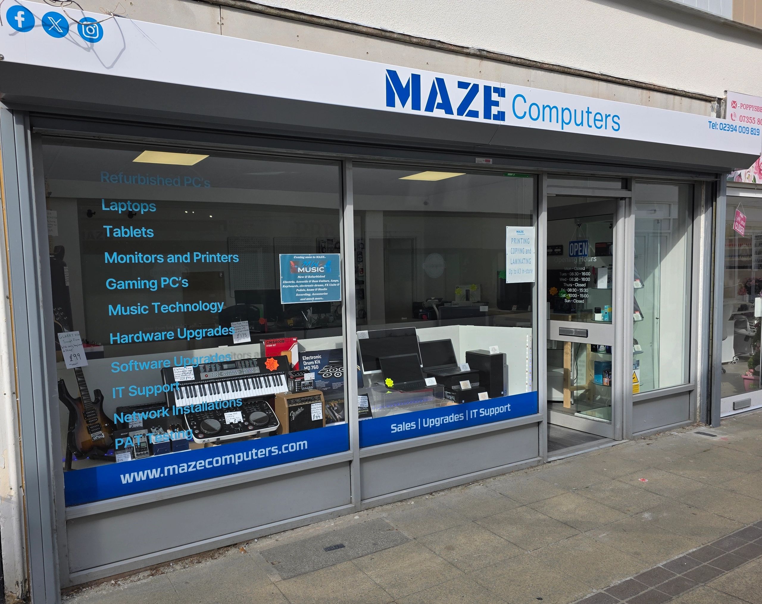 front of shop