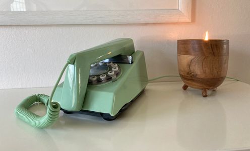 Vintage Green Telephone - get in touch with a personal shopper london at Style Habit by Fran