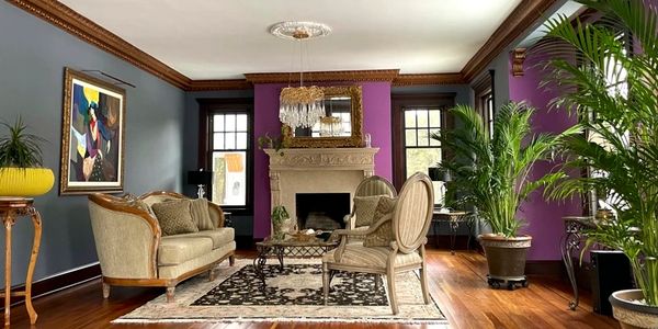 Matching Palms add a regal touch to this living room