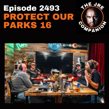 Podcast episode discussing environmental protection with four hosts in a studio.