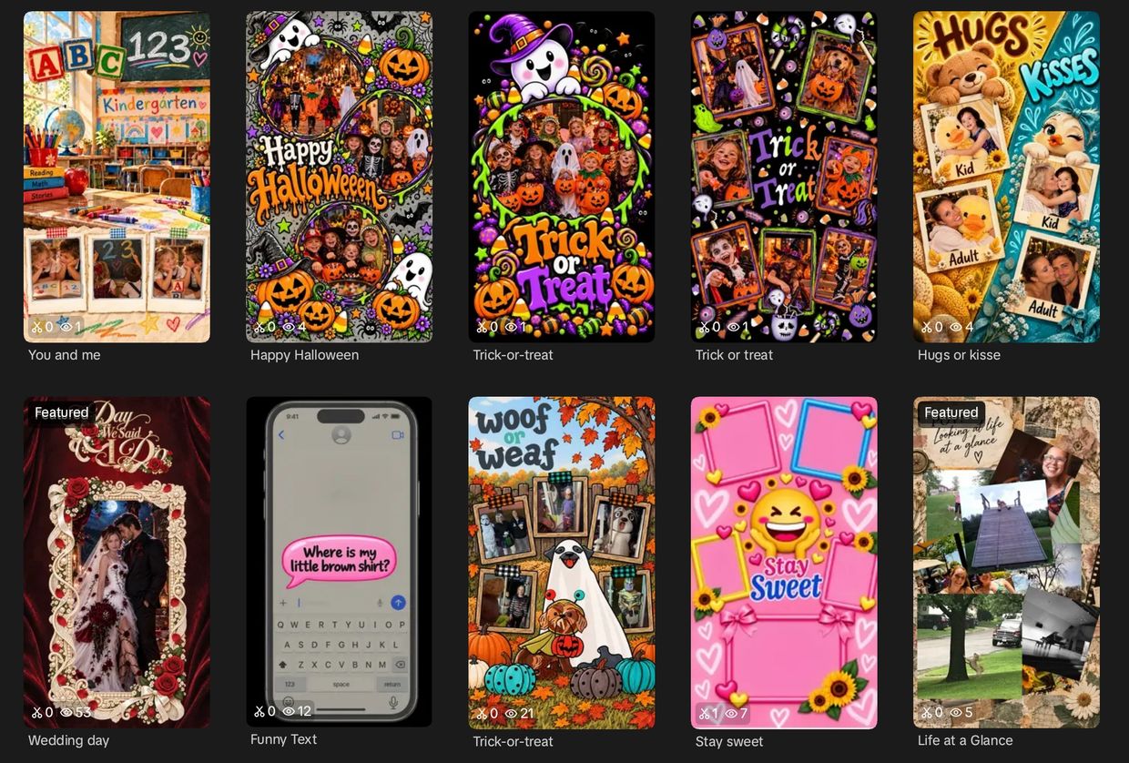 Collage of various themed photo frames including Halloween, wedding, and cute designs.