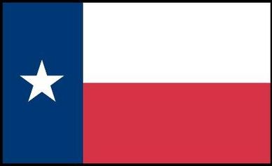 Flag of Texas with a lone white star on blue, white, and red horizontal stripes.