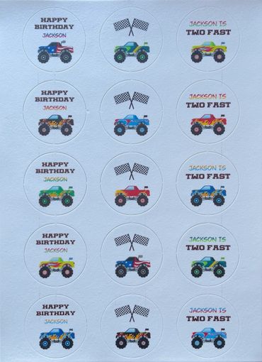 Edible Images Perth, Edible Images Rockingham, Two Fast cupcake topper, Monster Truck cupcake topper