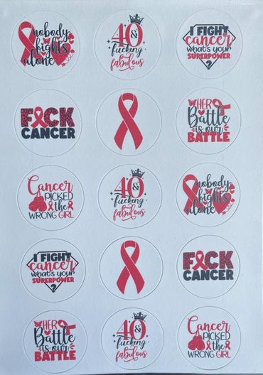 Edible Images Perth, Edible Images Rockingham, Edible Breast Cancer cupcake toppers, 40th Birthday