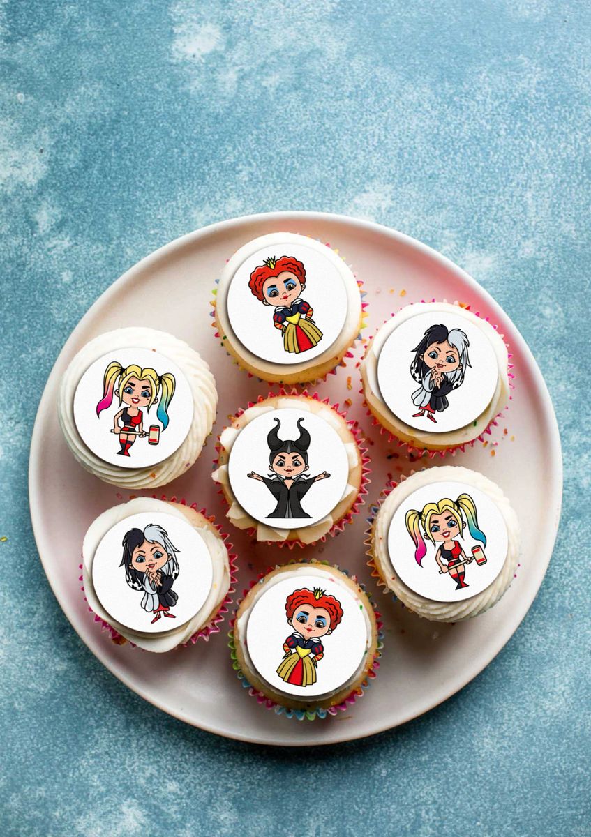 Villain Girls Themed Edible Cupcake Toppers