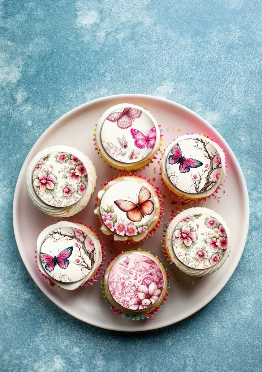 Butterfly Print Edible Cupcake Toppers butterfly-print-edible-cupcake-toppers