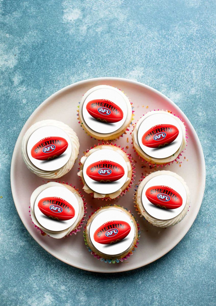 AFL Balls Edible Cupcake Toppers