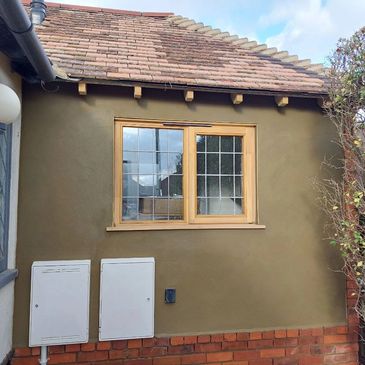 External wall that has been newly rendered.