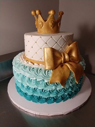 Little Prince or King Baby Shower Cake, VintageBakery.com  803-386-8806