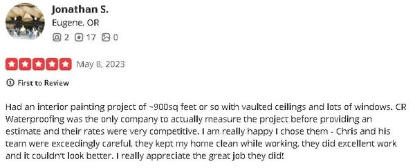 Yelp 5-star Rating from Customer: 