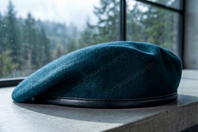 100% Wool Beret in UN Blue color by DCK® Warrior Beret with leather, artificial leather or PP headba