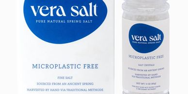 Vera Salt, microplastic free spring salt box and ceramic grinder jar 