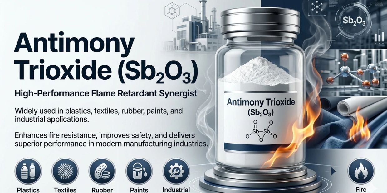 Antimony Trioxide as a flame retardant in various industries.