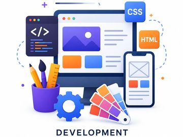 Illustration of web development and design tools.