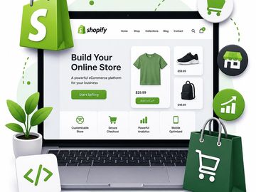 Shopify online store platform interface on laptop screen.