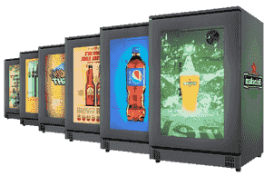 Benchtop LCD cooler digital fridge video door marketing branding advertising NZ commercial fridges