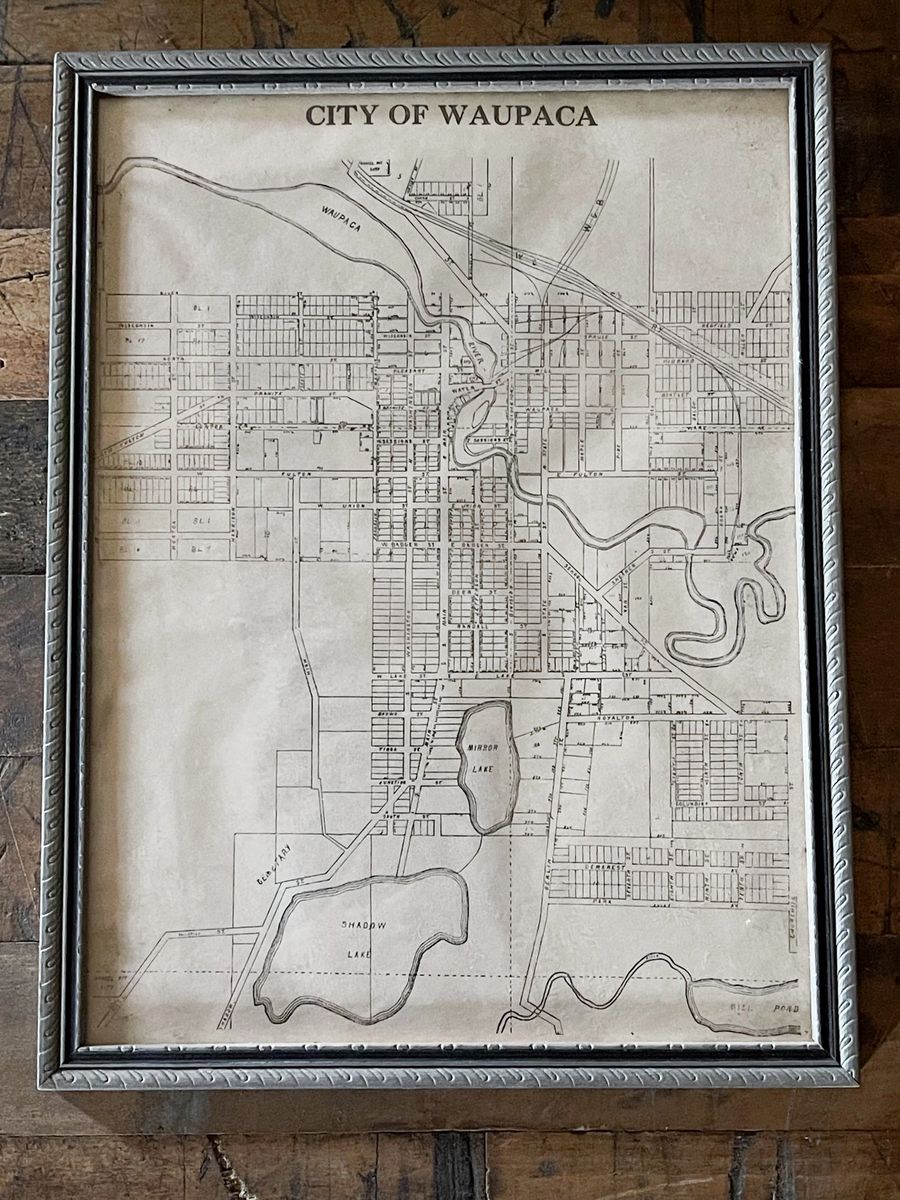 Antique Framed Map City of Waupaca (1900's)