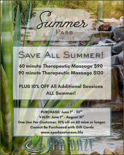promotional graphic for the 2026 spa daze summer pass