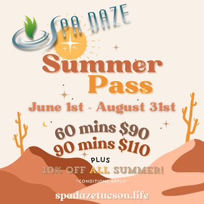 Graphic of the spa daze summer pass promotion