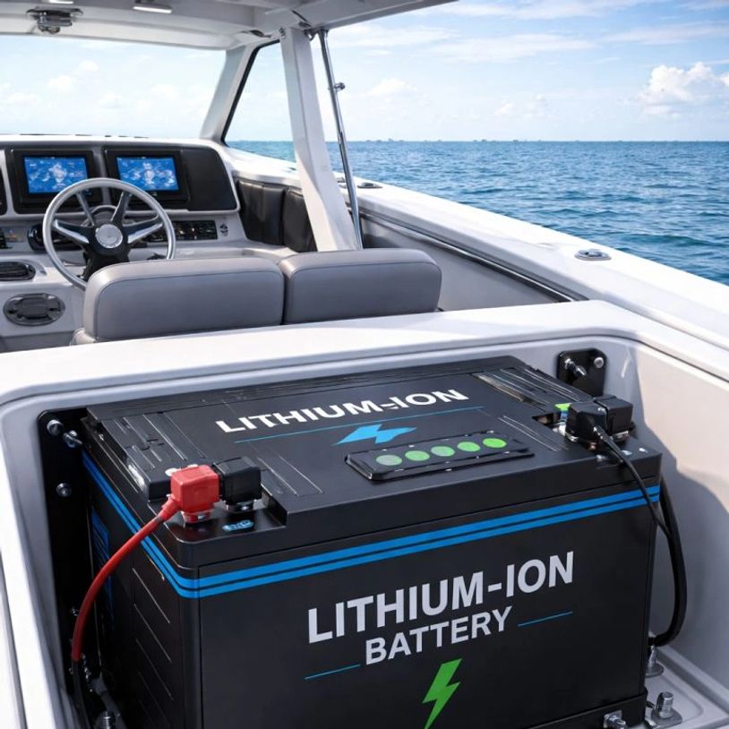 Lithium Battery installed in a boat