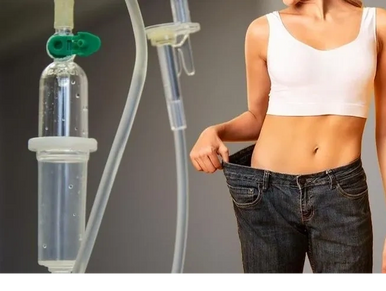 Patient receiving weight loss IV drip for metabolism boost and fat burning at Royal Derma Clinic.