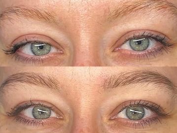 Creating definition using temporary color to tint the lash or eyebrow follicle