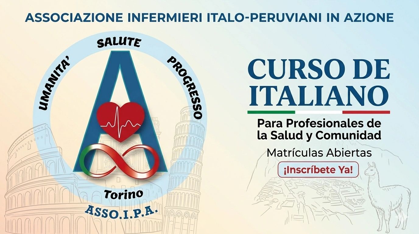 Curso de italiano para profesionales de salud y comunidad, organizado por asociación italo-peruana.