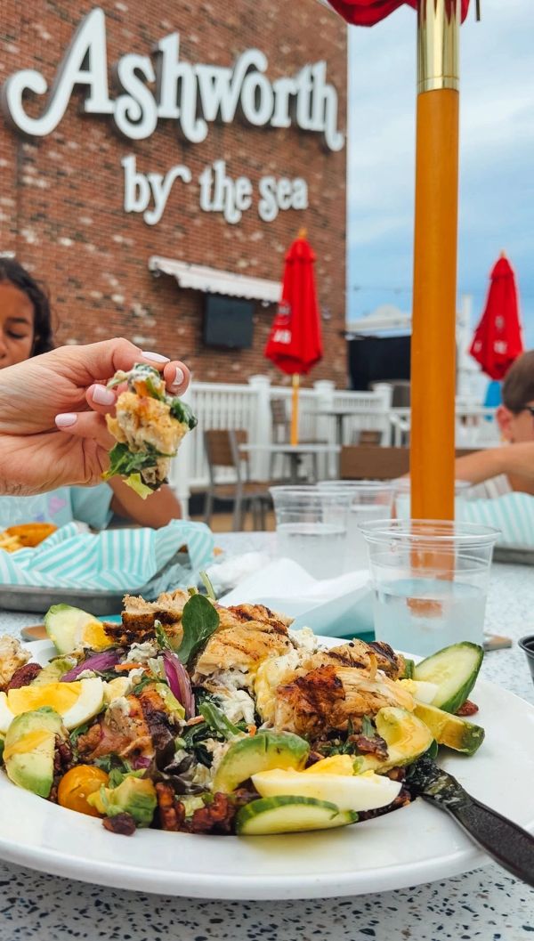 Fresh salad with grilled chicken at Ashworth by the sea.