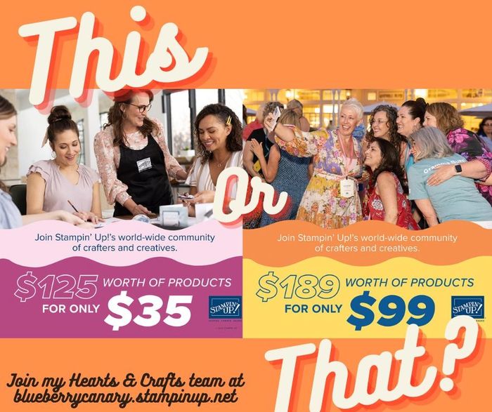 Comparison of two Stampin' Up! starter kit offers with product values and prices.